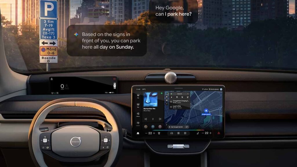 Volvo e Google testam IA que ajuda motorista a entender placas, estacionar e navegar melhor. Ilustração: Volvo