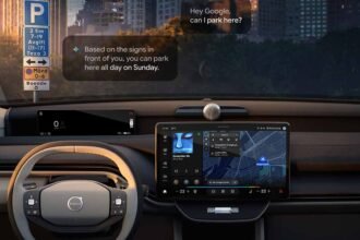 Volvo e Google testam IA que ajuda motorista a entender placas, estacionar e navegar melhor. Ilustração: Volvo